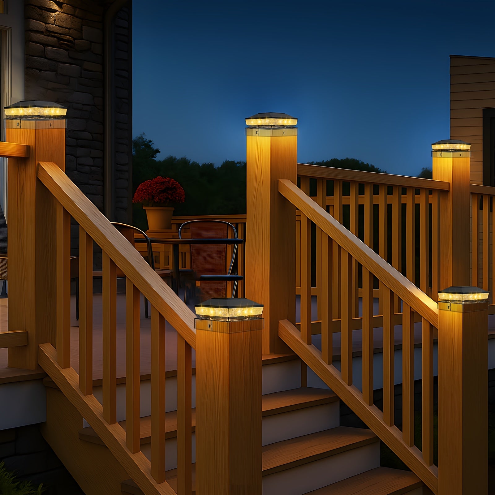 6/14 Pack Solar Post Cap Light, Fits 4x4 and 3.5x3.5 Inch Vinyl/Wood Posts, Dual Color Temperature (Warm White/Cool White) Two Lighting Modes, Dusk-to-Dawn Auto On/Off, IP65 LED Outdoor Fence and Patio Light, Black