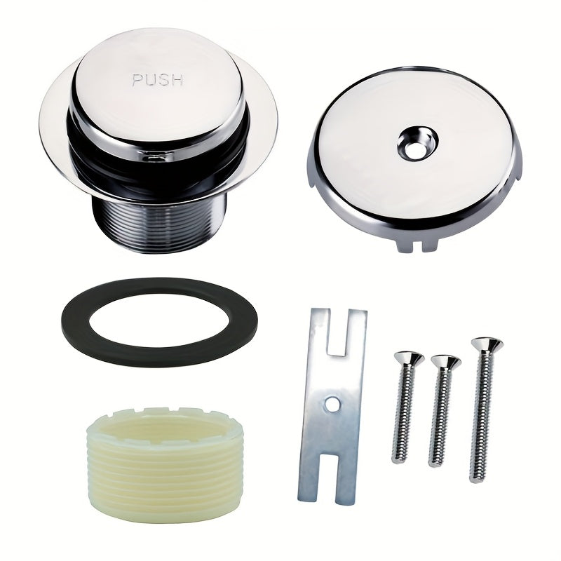 Toe Tap Bathtub Drain Kit - with 1-Hole Bathtub Overflow Drain Cover & Toe Tap Bathtub Trim Kit Single Hole