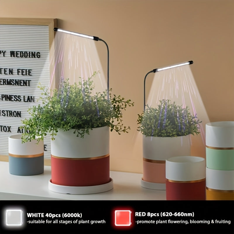 HOTU 6000K Plant Grow Light, USB Powered, Directly Plug into Potted Plants for Lighting, No Installation Required, Timer Function, Ideal for Indoor Gardens and Greenhouse Planting