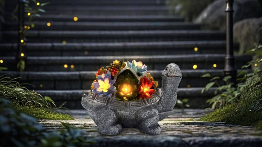 Solar Light, Succulent Flower Turtle Statue Light, Resin Craft, Perfect for Courtyard, Garden, Lawn, Steps, Mother‘s Day, Halloween, Christmas Gift