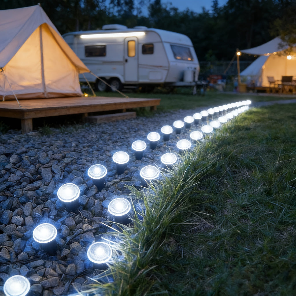 30 LED Outdoor Solar Lawn Light, IP44 Waterproof Ground Insert Lamp, String Lights for Garden Path, Patio, Lawn, Camping, Party, Wedding, Festival Decoration