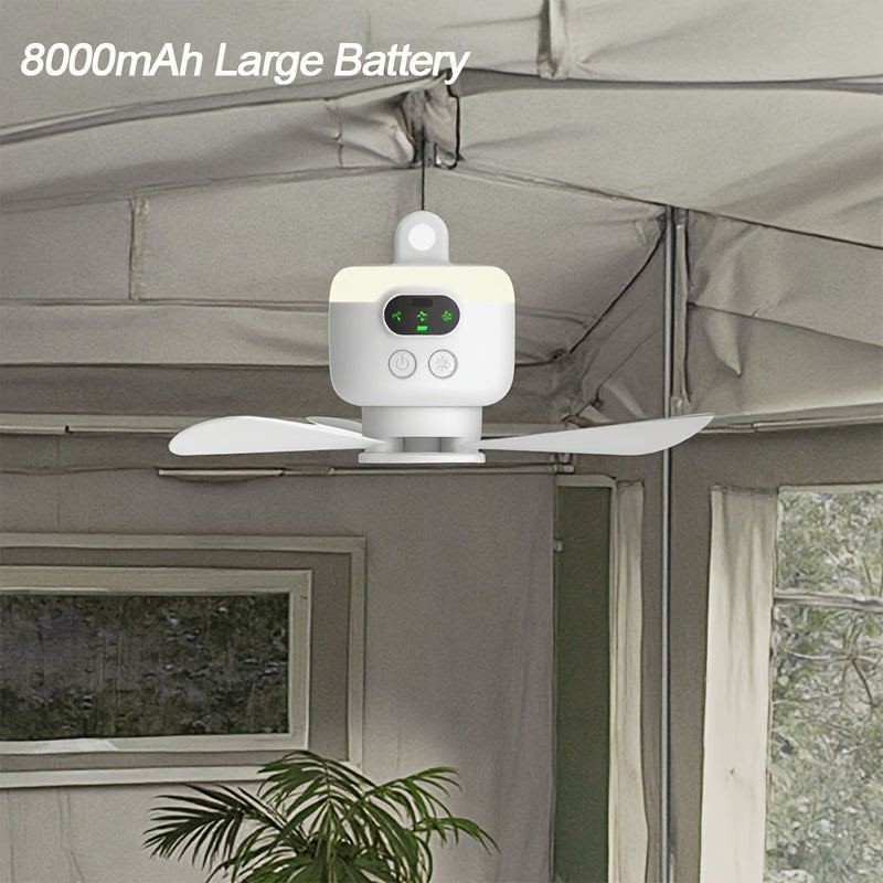 Ceiling Fan with Light and Remote Control, Silent 3-Blade LED Low Profile Ceiling Fan, Built-in Long Lasting Battery, Suitable for Bedroom, Garage, Kitchen, Living Room and Patio