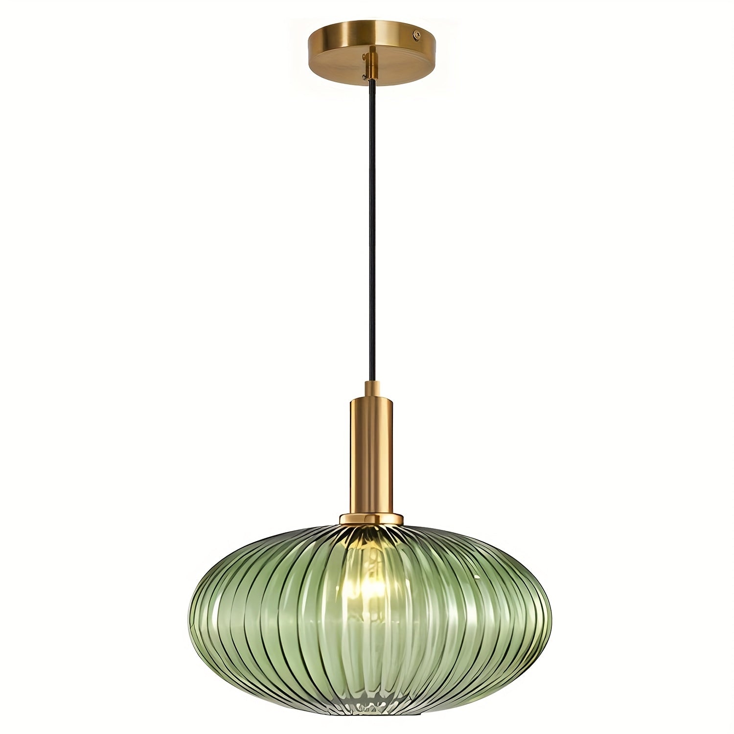 Glass pendant light, brushed gold round pendant light kitchen island large globe pendant light single hanging fixture Nordic pendant light (bulb not included)