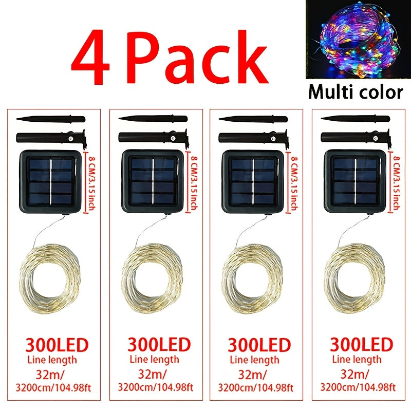 4套50LED×4/100LED×4/200LED×4/300LED×4，派对，婚礼，圣诞装饰，太阳能充电