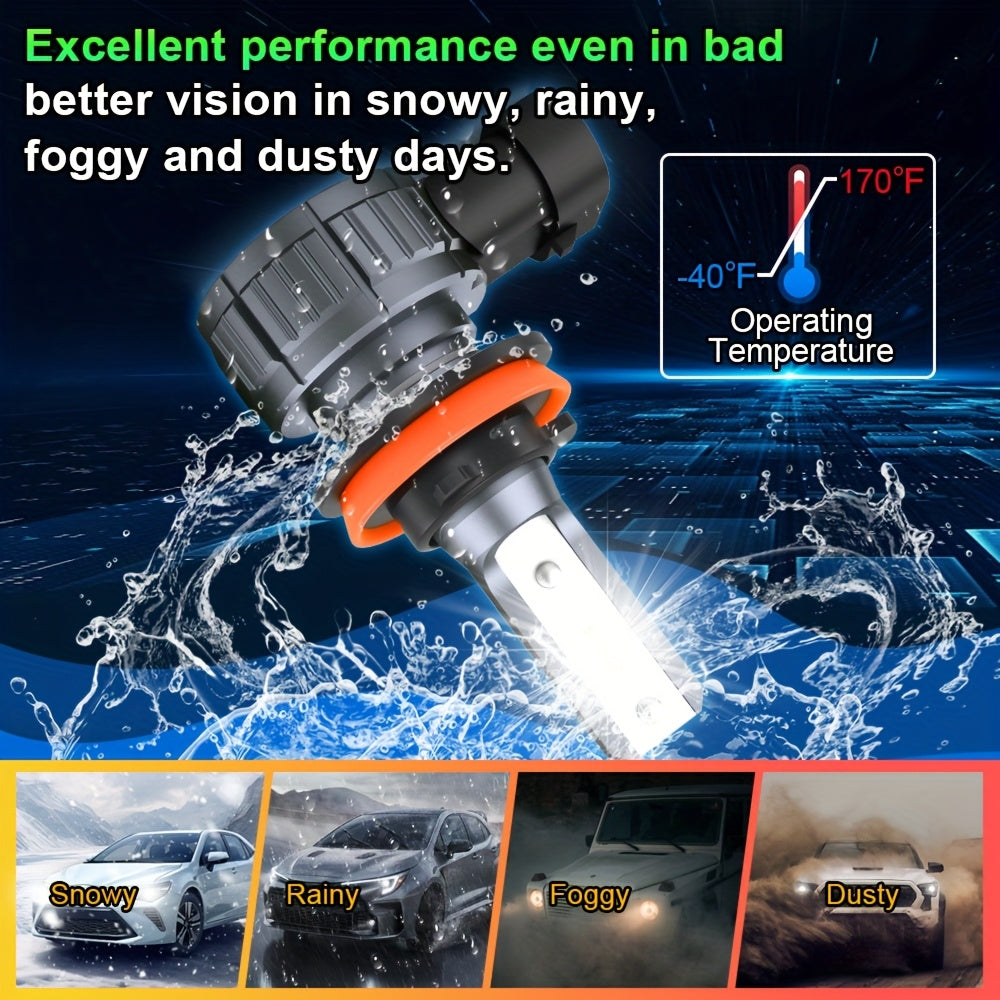 9005/HB3 H11 LED Headlight 4-Piece Set, Cool White 6500K, for 2010-2017 Toyota Prius, 600% Brightness Increase, High/Low Beam Both Easy to Install, Compact 1:1 Size, 3570 CSP Chip, No Battery Included