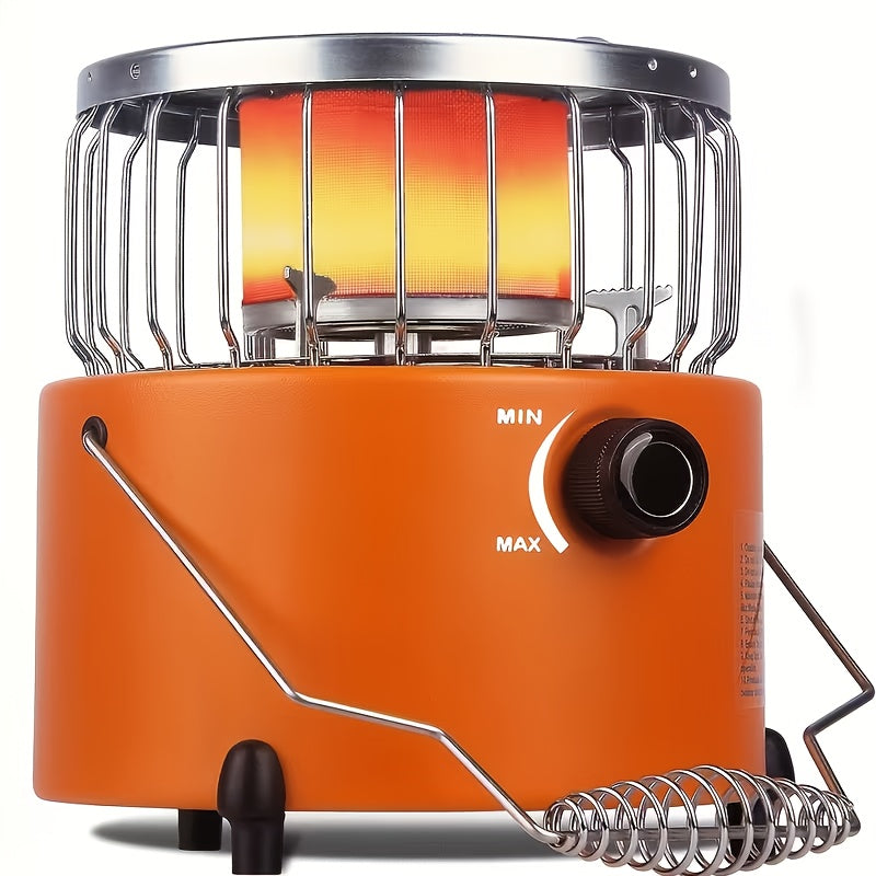9000 BTU Adjustable Propane Heater Stove - 2-in-1 Indoor/Outdoor Portable Gas Stove, Ideal for Camping, Cooking & Emergency Preparedness, Compact 10.7 x 7 Inch Design, Orange & Blue, Adjustable Flame Control, Durable Stainless Steel Construction
