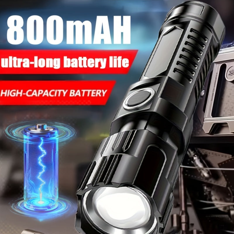 Two Ultra-Bright Flashlights, High Lumen Tactical Flashlight with 3 Modes, Zoomable, Portable Camping Flashlight for Outdoor Hiking & Home Emergency, Built-in Lithium Battery
