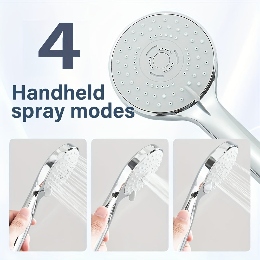 High Pressure Rain Shower & Handheld Combo - 4 Settings, 13" Extension Arm, 78" Hose, Fully Adjustable Height & Angle