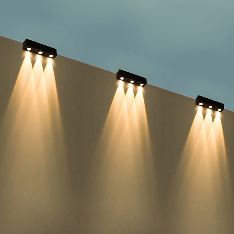 Modern Outdoor Solar Wall Washer Light, Fence Garden Courtyard Warm White LED Solar Light, Suitable for Home and Garden Walls