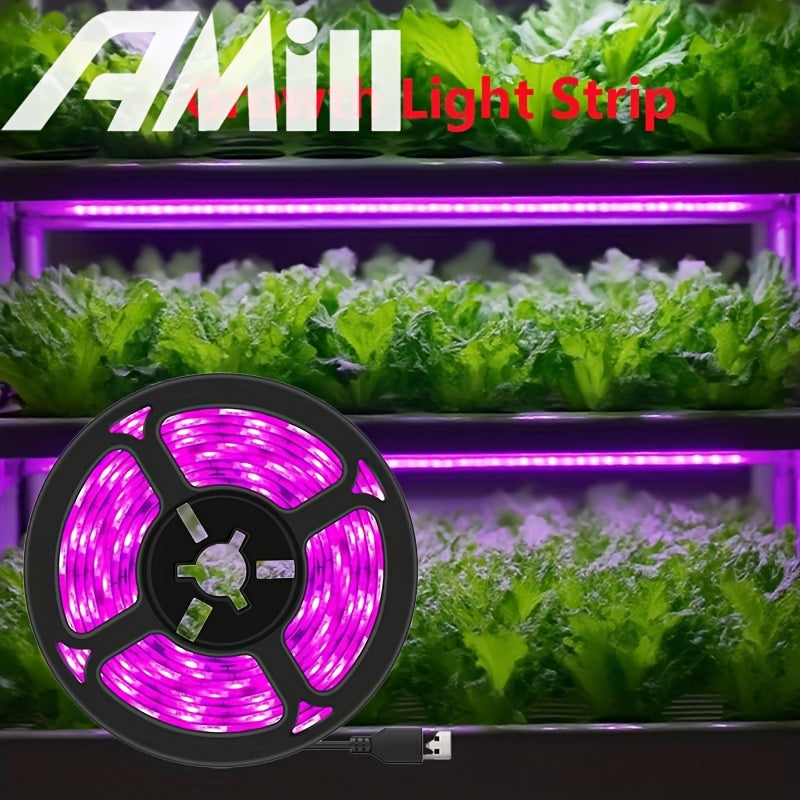 118.11 Inch LED Plant Light Strip, USB 5V 2835 Full Spectrum Grow Light Strip, Supplemental Light for Vegetables, Flowers and Succulents, Boost Plant Photosynthesis, Easy to Install and Operate