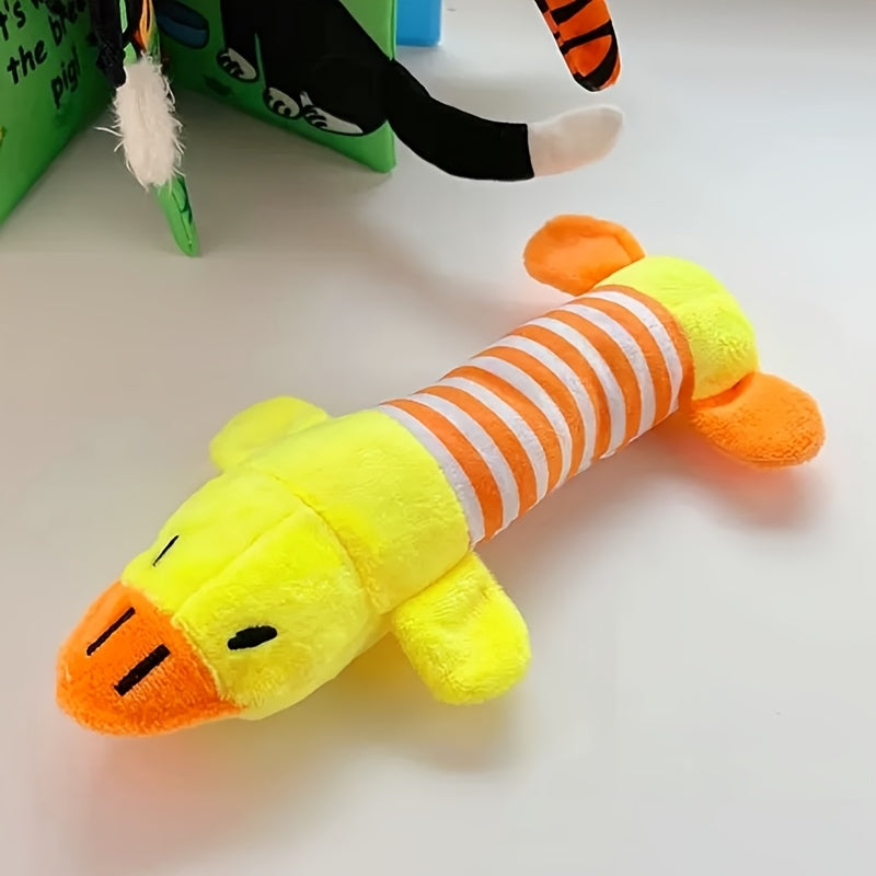 1pcs/3pcs 猪/大象/鸭 形状设计的宠物磨牙吱吱作响的毛绒玩具，耐用的狗咀嚼玩具互动