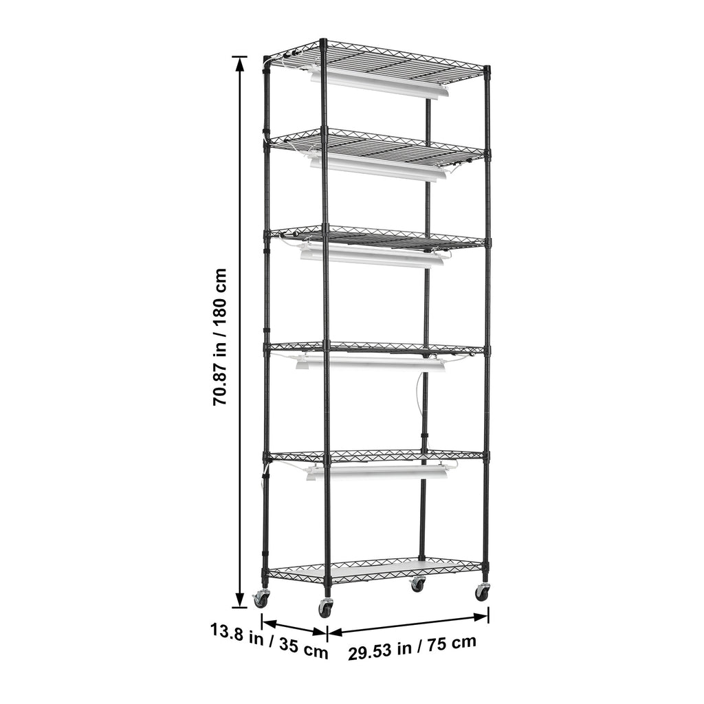 VEVOR DIY Plant Stand with Grow Light, 6-Tier, 192W, 70.9" H, Full Spectrum LED Plant Growing Shelf