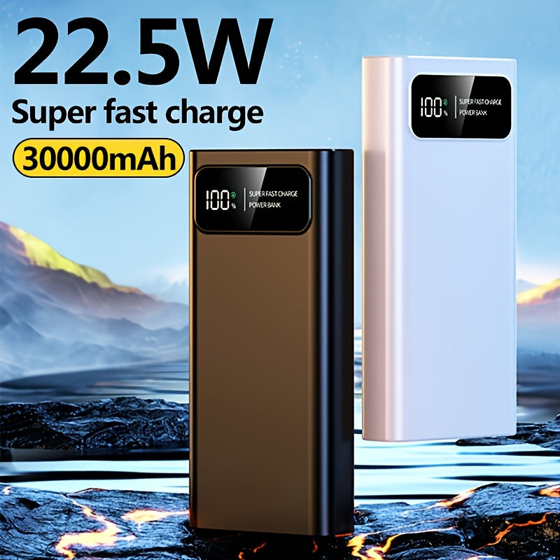 30000Mah Large Capacity Mobile Power Bank, Bidirectional Fast Charging, Outdoor Emergency Power Reserve Battery Pack, Portable Power Supply, Ultra-Fast Charging, Supports Simultaneous Charging of Multiple Devices, Holiday Gift, Christmas Gift