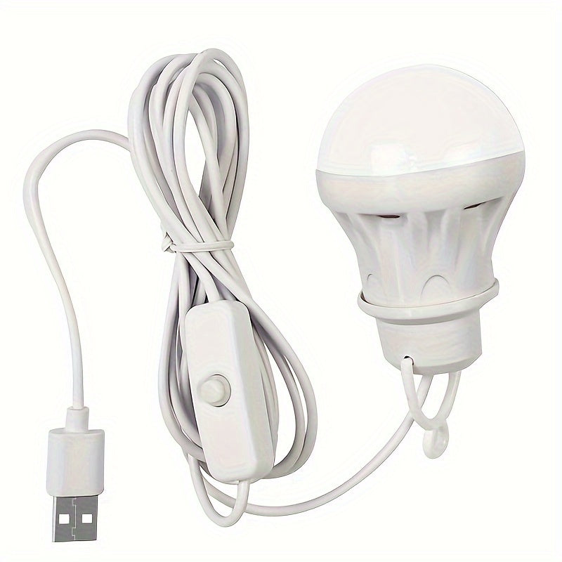 94.49-inch USB powered LED bulb with switch, portable camping light mini bulb lamp, suitable for outdoor fishing lighting, battery not included
