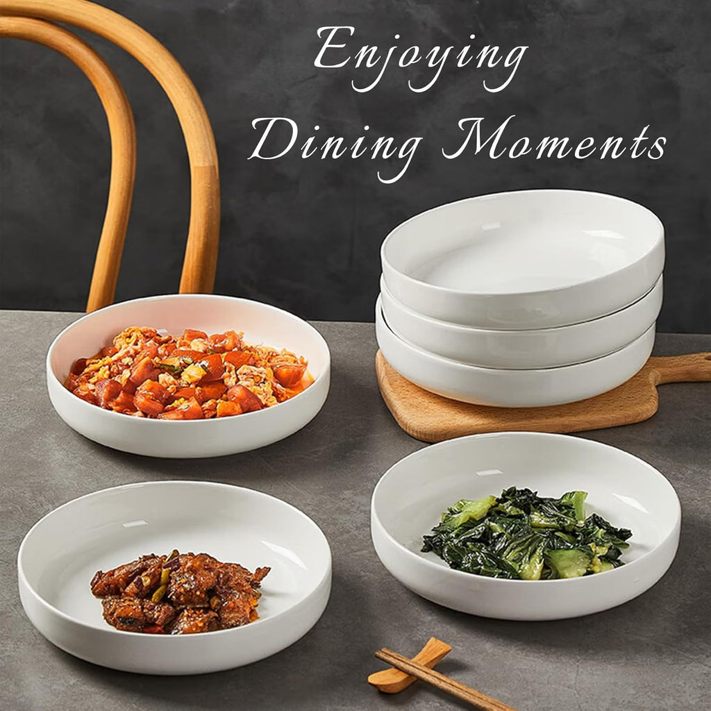 Pasta Bowl, Bowl Plate, Low Bowl, Plate Bowl, Ceramic Large Shallow Bowl, Microwave & Dishwasher Safe, Perfect for Soup