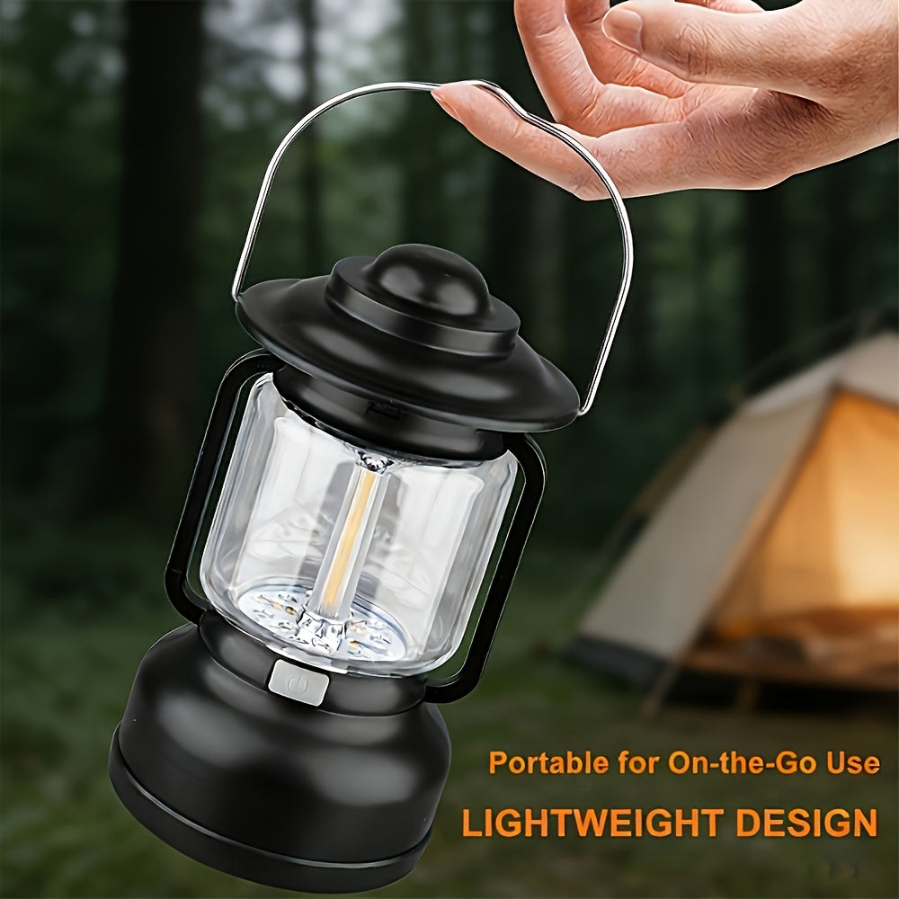 Rechargeable Vintage LED Camping Lantern, 7 Lighting Modes, Portable Outdoor Tent Light Flashlight, Emergency Lighting, Multi-use for Camping Hiking Travel Home