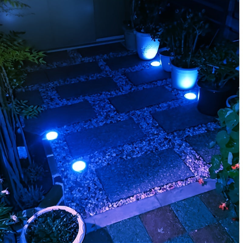 Blue Solar Outdoor Light Path Light 12-Pack, High Brightness Solar Ground Light Uplight Side Light, IP67 Waterproof Solar Deck Light, Suitable for Halloween Decoration
