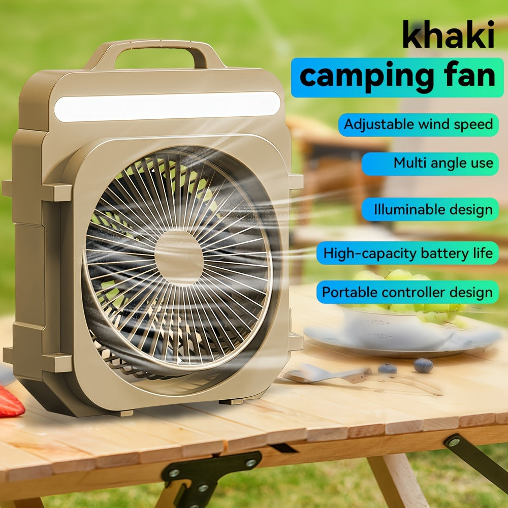 1Pcs 3-in-1 Desktop Fan, 5 Speed Levels, 3 Light Modes, 4000mAh Battery, USB Rechargeable, Portable Quiet Fan for Camping, Home and Office