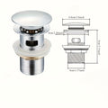 1-Piece Stainless Steel Pop-Up Sink Drain - Push-to-Close, Odor-Proof Bathroom Glass Basin Drainer, Washbasin Waste Fitting