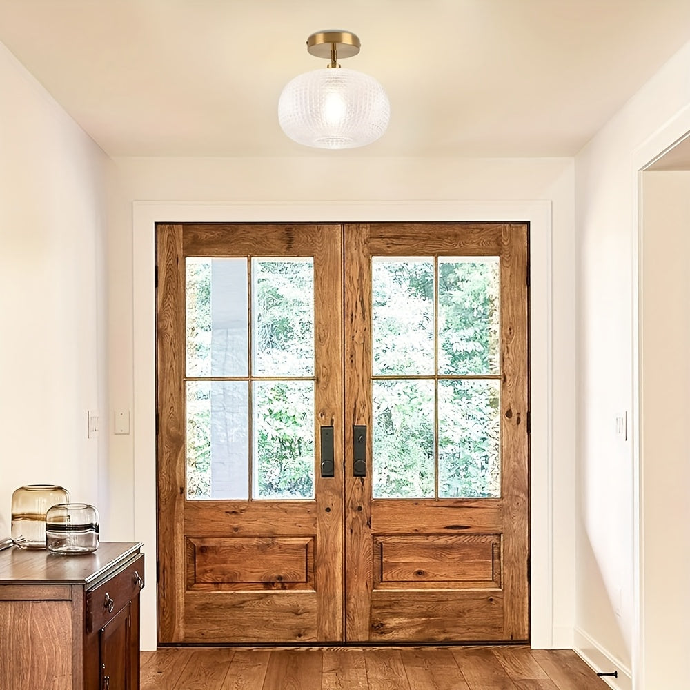 Glass Ceiling Light Globe Flush Mount Fixture Modern Farmhouse Lighting Semi-Flush Mount Light Suitable for Kitchen Hallway Bedroom Entryway Laundry Room Living Room Dining Room E26/E27 Base (Bulb Not Included)