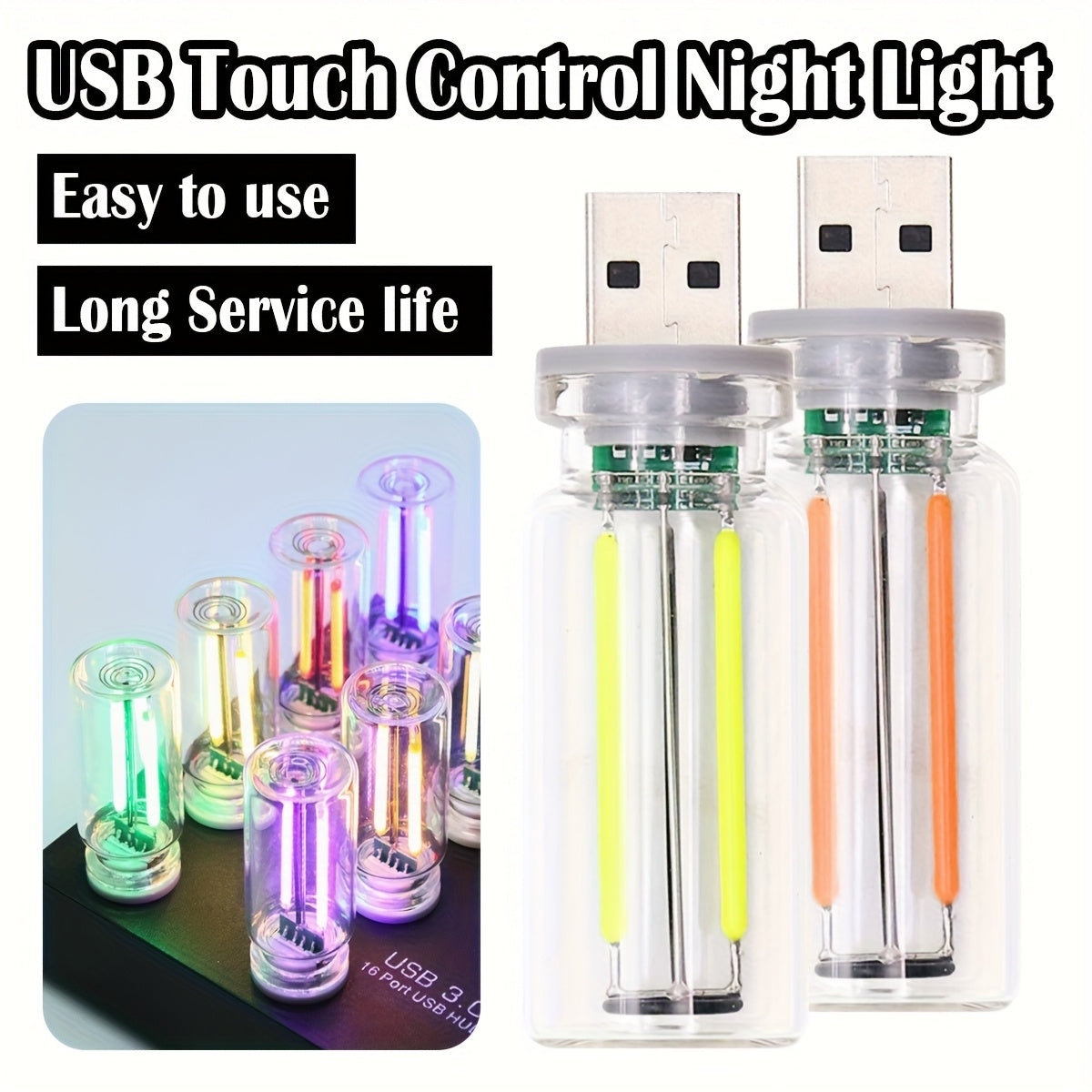 RGB vintage tube ambiance light, cyberpunk style, USB powered, multi-color changing desktop decorative night light, creative gift, bedroom lighting / party decoration / DIY project multi-purpose, preferred gift for Christmas