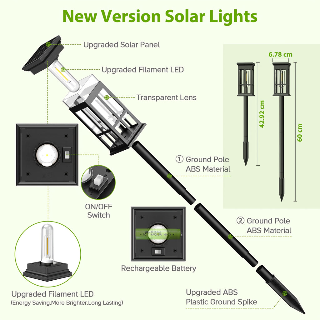 8-Piece Outdoor Bright Solar Path Light, Upgraded Outdoor Solar Light, Brightness Lasts Up to 12 Hours, Automatic On/Off Garden Light, Suitable for Landscape Courtyard, Patio Lawn, Path, Sidewalk, Driveway and Outdoor Decoration