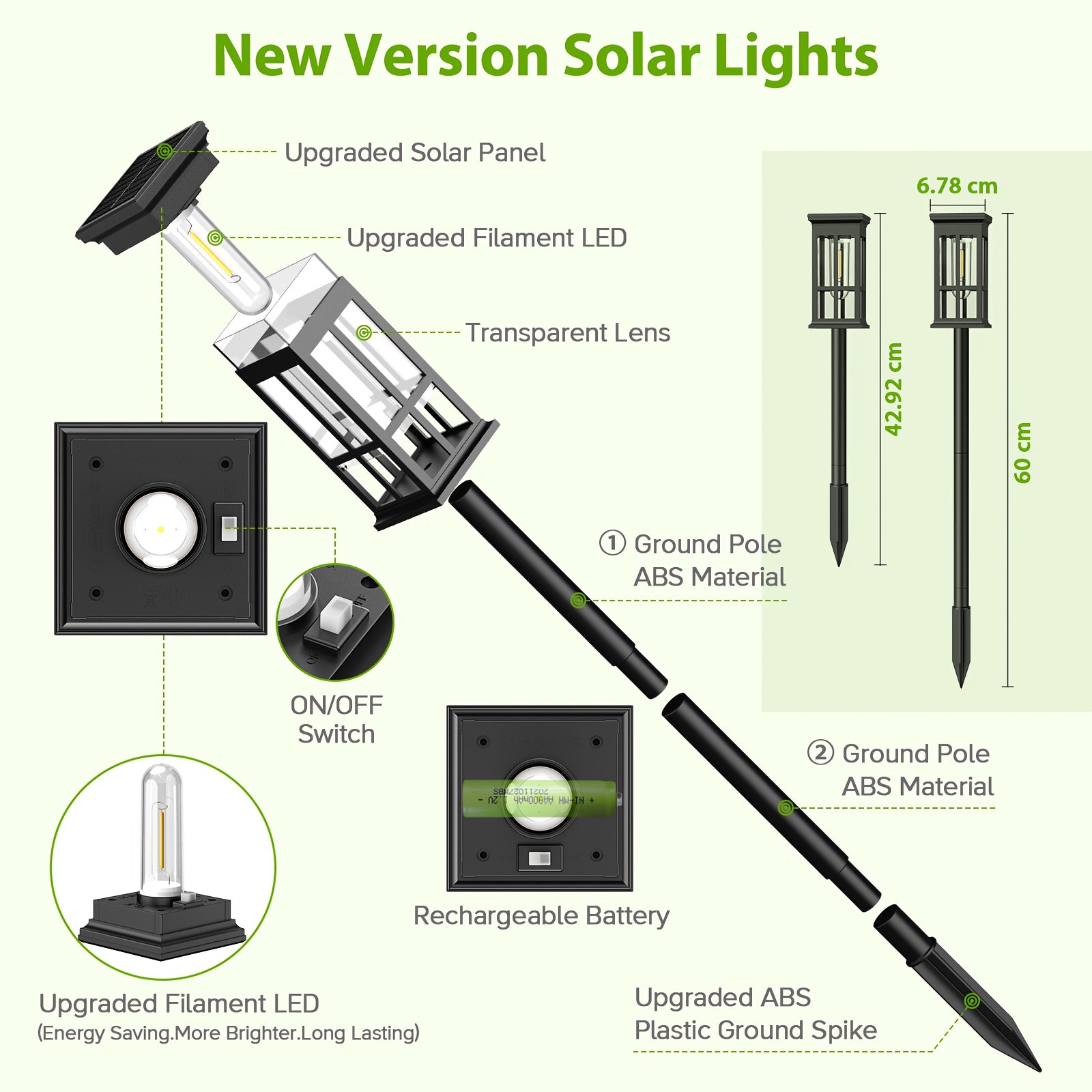 8-Piece Outdoor Bright Solar Path Light, Upgraded Outdoor Solar Light, Brightness Lasts Up to 12 Hours, Automatic On/Off Garden Light, Suitable for Landscape Courtyard, Patio Lawn, Path, Sidewalk, Driveway and Outdoor Decoration