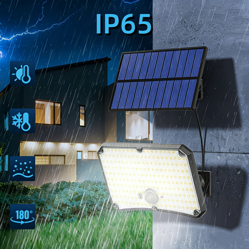 200 LED Solar Split-Type Light with Remote Control and Sensor IP65 Outdoor Landscape Light Separate Panel Security Floodlight for Garden Courtyard - 2 Pack