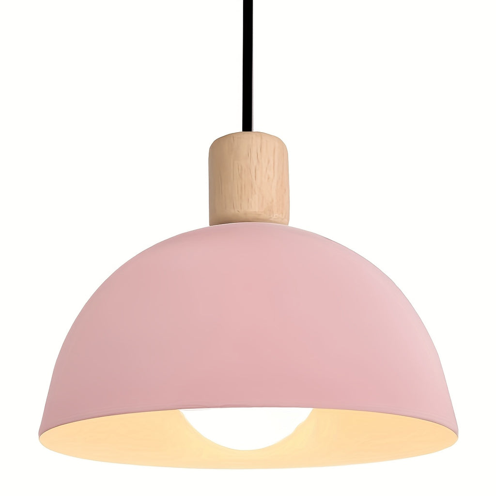 Semi-circular pendant light vintage round iron chandelier modern ceiling light metal wood hanging pendant light suitable for bedroom, dining room, kitchen, restaurant (bulb not included!!!)