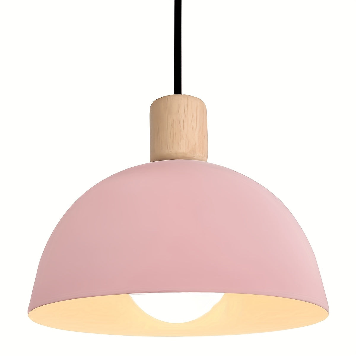 Semi-circular pendant light vintage round iron chandelier modern ceiling light metal wood hanging pendant light suitable for bedroom, dining room, kitchen, restaurant (bulb not included!!!)