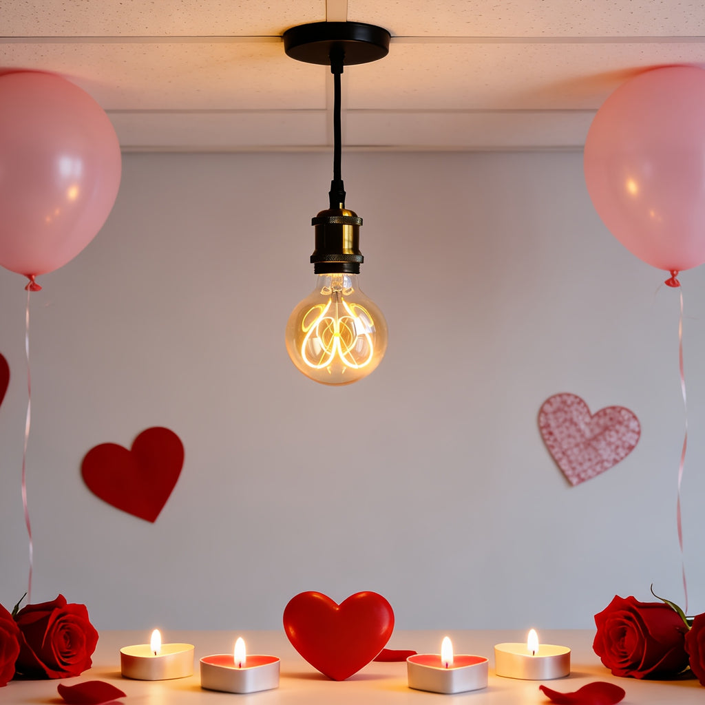 1 piece, Edison bulb LED bulb 120V 4W dimmable 2300 Kelvin super warm yellow light decorative bulb G30 heart-shaped bulb amber glass and clear glass globe bulb