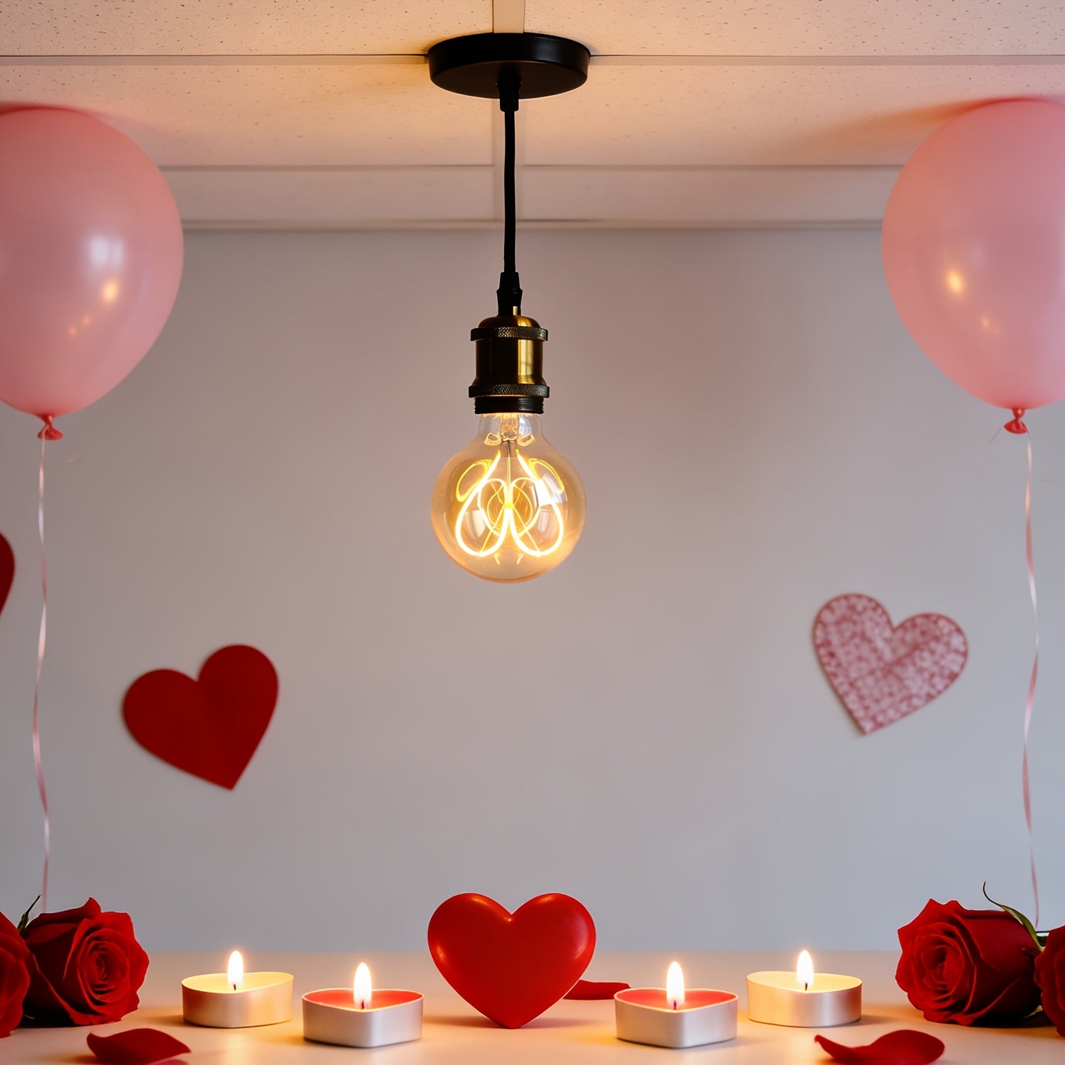 1 piece, Edison bulb LED bulb 120V 4W dimmable 2300 Kelvin super warm yellow light decorative bulb G30 heart-shaped bulb amber glass and clear glass globe bulb