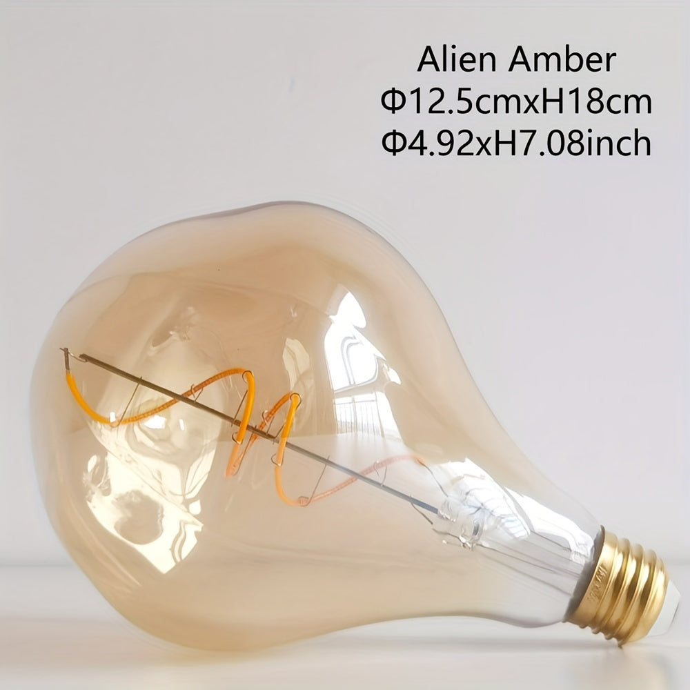 1PC vintage Edison LED flexible filament bulb, creative LED dimmable bulb 110-130V 4W E26 base 2300K warm light amber glass bulb, bedroom living room home decorative bulb