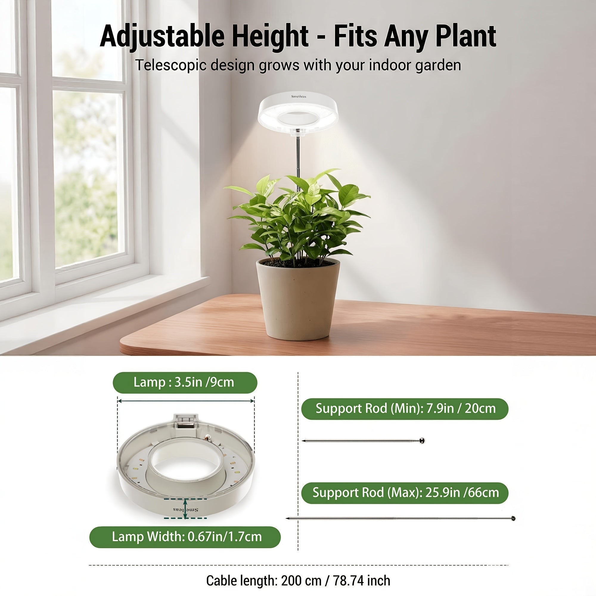 2-Pack Full Spectrum Dimmable LED Plant Grow Light, 360° Magnetic Rotation, 3/6/9H Cycle Timer, 4 Brightness Modes, Freely Adjustable Height, Special Grow Lamp for Indoor Potted Plants and Seedlings, Ideal for Gardening Enthusiasts