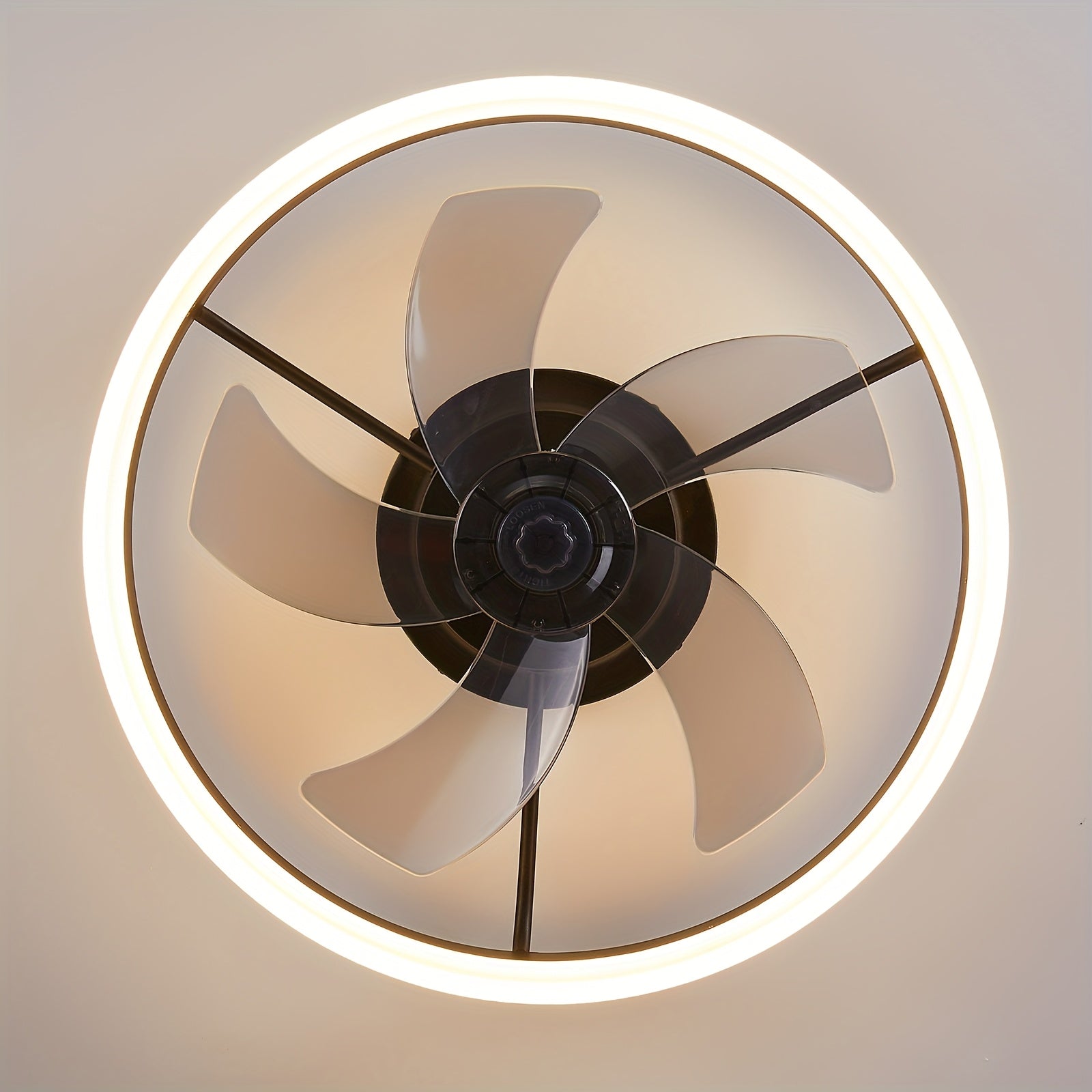 Low Profile 19.7 Inch Ceiling Fan with Light & Remote, Dimmable LED 3000K-6000K, 6 Speed Levels, Black Chandelier Fan for Bedroom Living Room