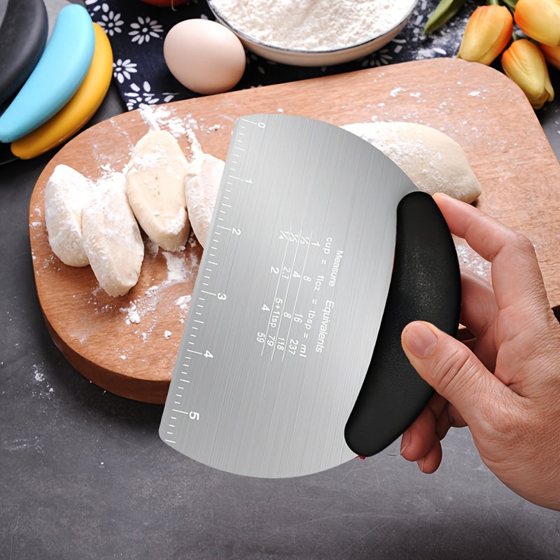 1PC Dough Scraper, Stainless Steel Cutter, Food Scraper, Pastry Dividing Tool, Bread and Bakery Cutting Board, Baking Kitchen Gadget