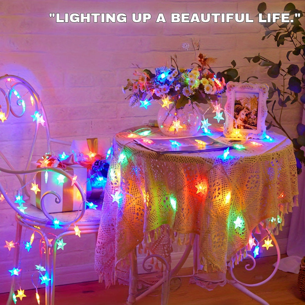 1 件 LED 星灯串，40/20/10 LED 星灯，暖白光，适用于室内装饰、卧室、婚礼、生日派对、礼物、感恩节、圣诞节 - 电池供电（不含电池）LED 家居装饰灯 | Majisu