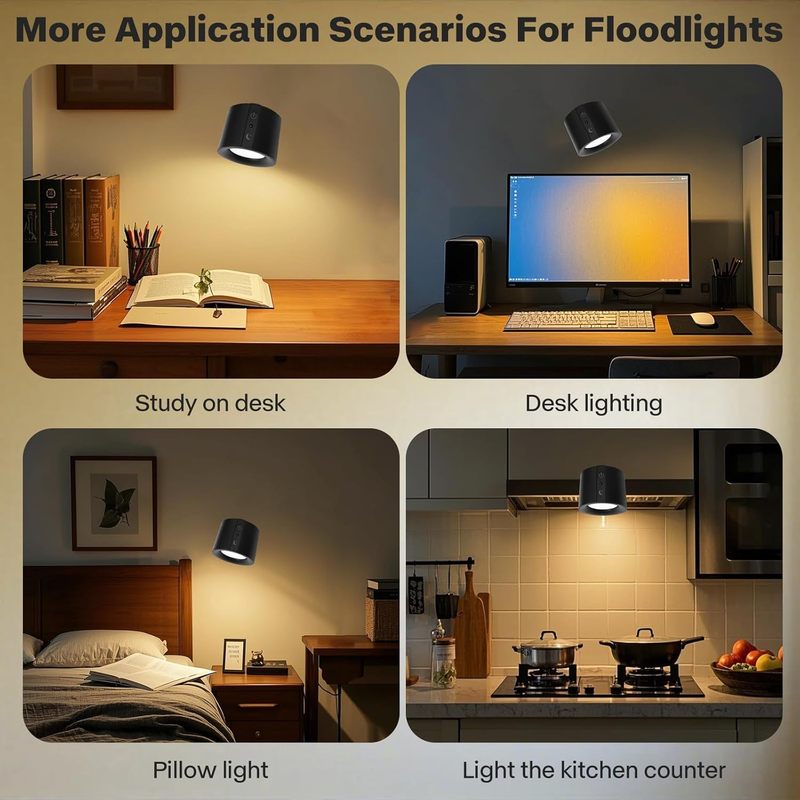 1 indoor rechargeable LED spotlight, dual-side light source, Type-C charging and USB interface. Suitable for wireless art spotlight in living room, with timer remote control, adjustable wall light, suitable for galleries, wardrobes, portraits, statues