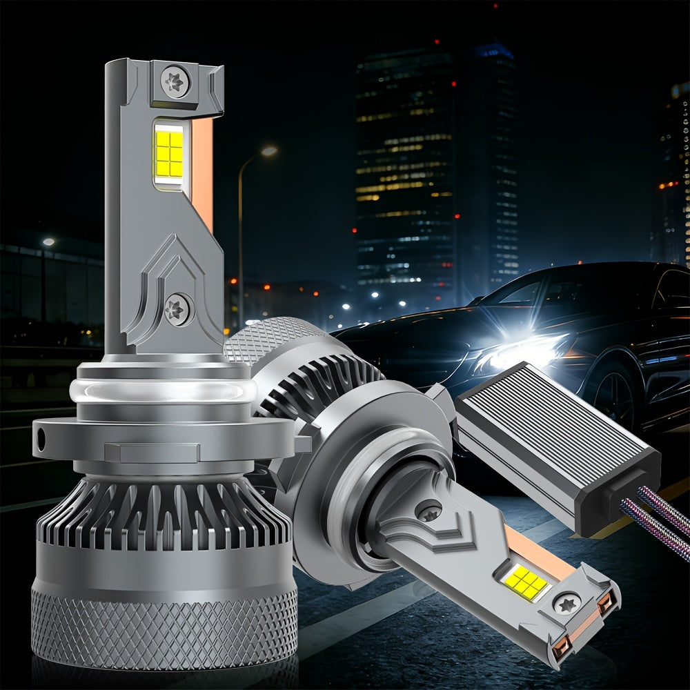 2-Pack LED Car Headlights, 12V-24V, Compatible with H11/H7/H4/H1, 9005/9006/9012 - 6500K Cool White Light, 43800 Lumens, High/Low Beam, Suitable for Various Environments, No Battery Needed, 6570 CSP Chip