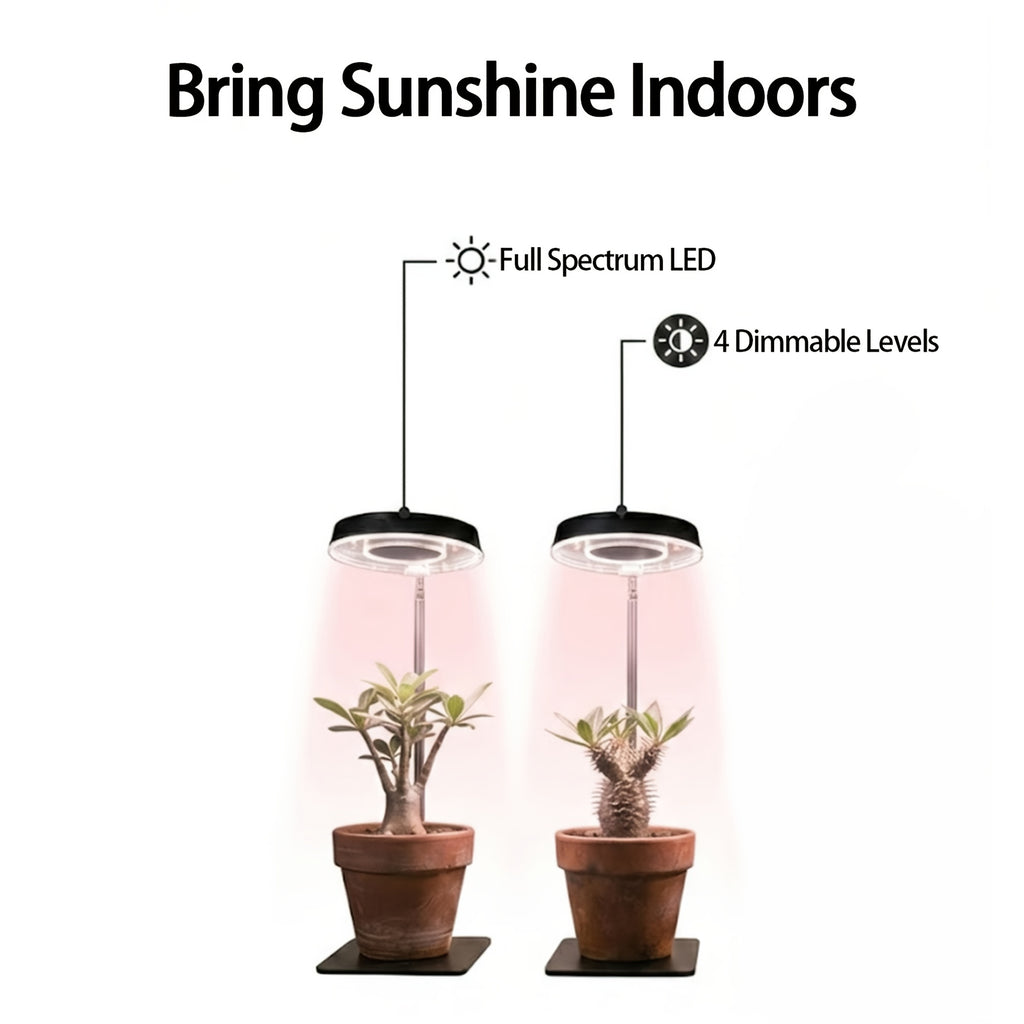 2-Pack Full Spectrum Indoor Plant Grow Light, Adjustable Height, Brightness Control, Timing Function, Magnetic 720° Flexible Rotation, Ideal for Seed Germination, Potted Plants and Hydroponics