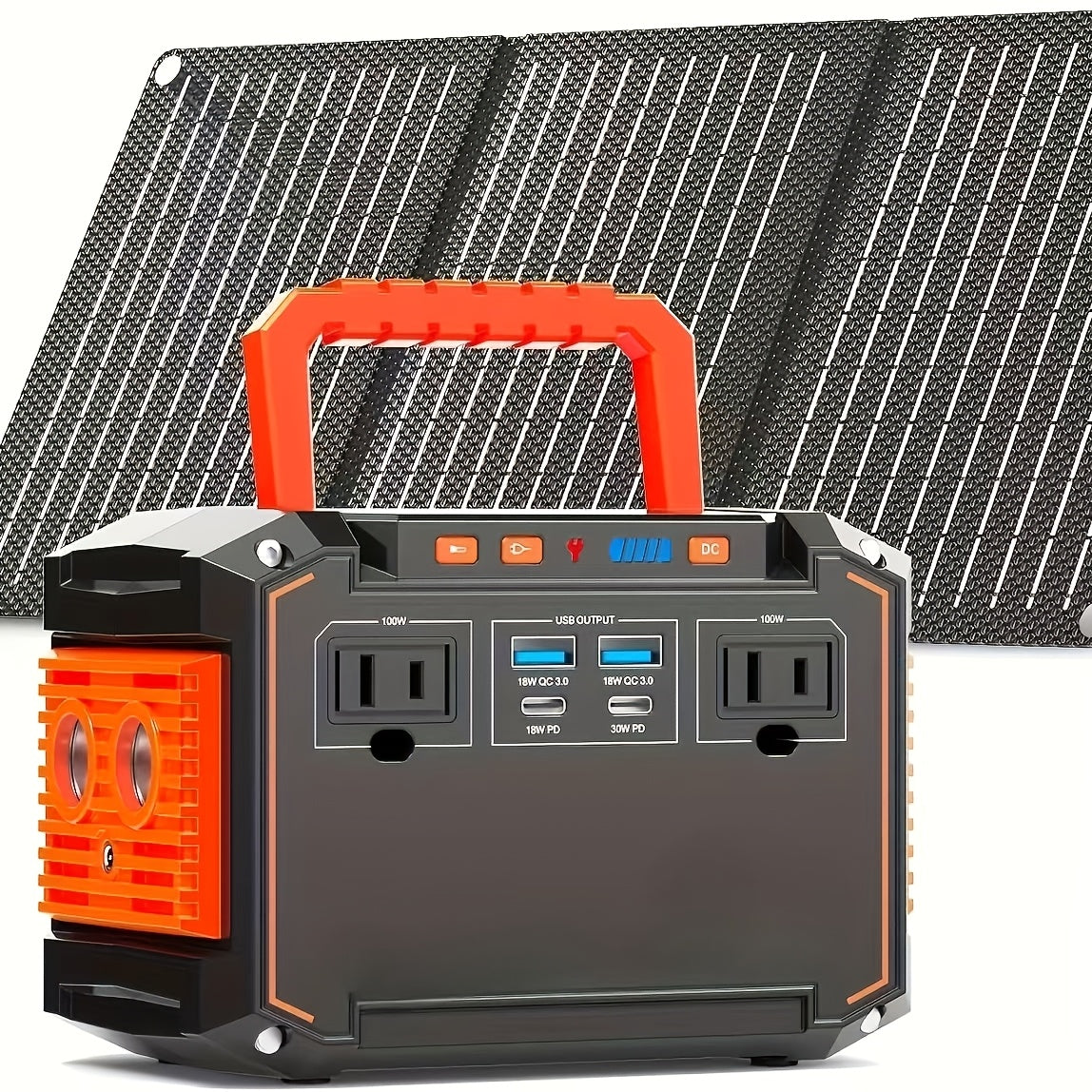便攜式太陽能發電機電源站 237Wh，含 60W 太陽能板/88Wh &30W SL/111Wh &30W SL，或 88.8Wh/237Wh。具備 2*AC/USB-C PD/USB QC3.0/DC 輸出，LED 緊急電源燈，適用於戶外露營、房車旅行、緊急情況，送禮首選