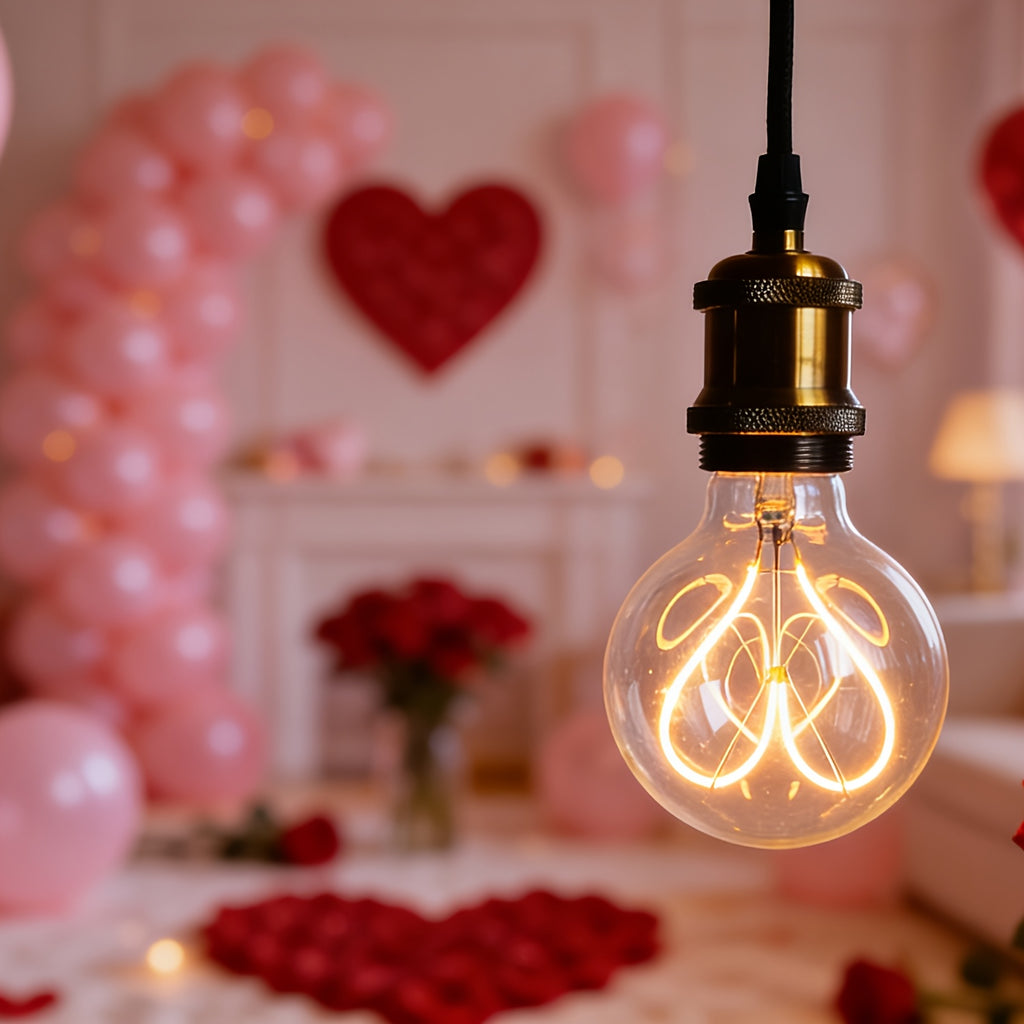 1 piece, Edison bulb LED bulb 120V 4W dimmable 2300 Kelvin super warm yellow light decorative bulb G30 heart-shaped bulb amber glass and clear glass globe bulb