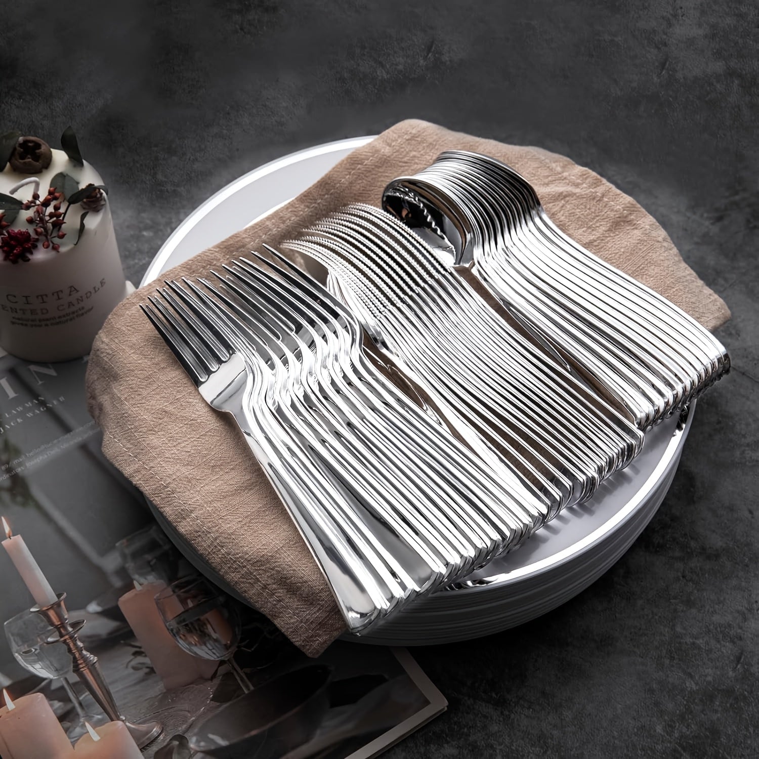 300-Piece Gold Cutlery Set, Heavy-Duty Golden Spoon &amp; Fork Set – Includes 100 Forks, 100 Spoons, 100 Knives – Perfect for Parties, Weddings &amp; Daily Use