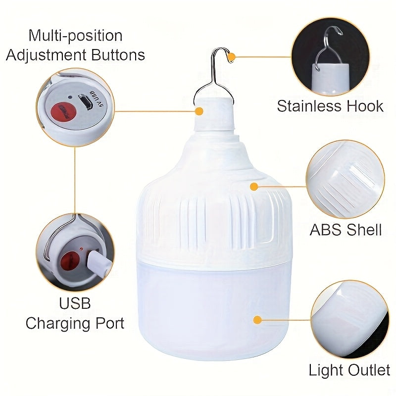 USB rechargeable bulb, summer adventure light, picnic light, night work light, portable night light, high brightness hook light, reading light, RV bedside light, car emergency light