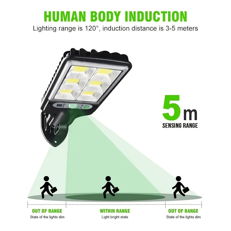 New 1pc Outdoor Solar Street Light, PIR Motion Sensor Courtyard Light with Remote Control, IP44 LED Wall Light Courtyard Light, Perfect for Courtyard, Aisle, Patio, Garage, Corridor, Wall Light