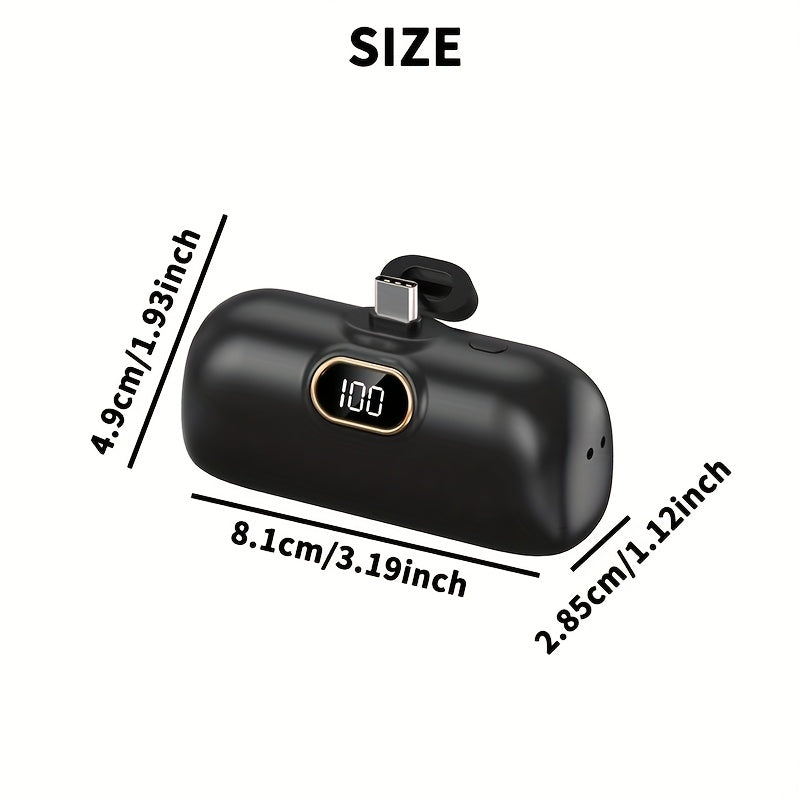BYGP 5000Mah Portable Power Bank, a Compact Emergency Charging Solution, USB Backup Battery for Mobile Phones Featuring an LED Digital Display And Type-C Compatibility, Ideal for Iphones, Perfect As a Gift