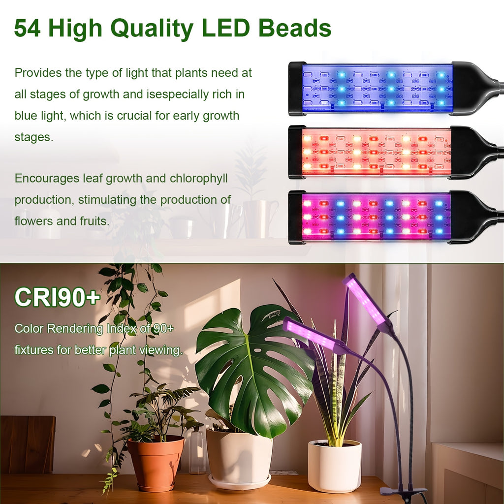 2-in-1 Full Spectrum LED Plant Grow Light, USB Powered with Timer & Dimmable Function, 3 Lighting Modes, Smart Sensor Timer Dual Wavelength Design, Indoor Potted Plant Desk Lamp for Home Office, Compatible with Smart Devices