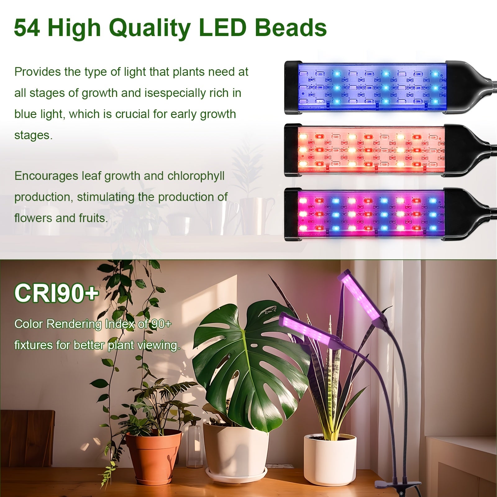 2-in-1 Full Spectrum LED Plant Grow Light, USB Powered with Timer & Dimmable Function, 3 Lighting Modes, Smart Sensor Timer Dual Wavelength Design, Indoor Potted Plant Desk Lamp for Home Office, Compatible with Smart Devices