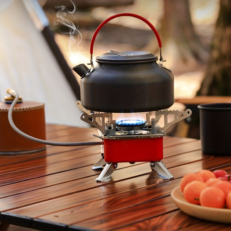 Camping Gas Stove, Portable Backpacking Stove with Piezo Ignition, Windproof Camping Stove with Piezo Ignition & Stable Support, Ideal for Outdoor Hiking and Picnic