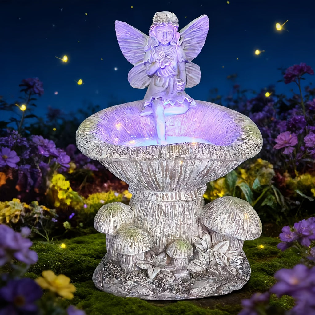 1 Pack Magic Mushroom Solar Outdoor Light with LED Lighting, Resin Garden Statue, Solar Powered Decoration, Perfect for Courtyard, Garden, Flower Beds and Pathways, Adds Magical Touch to Fairy Gardens and Rustic Style Outdoor Areas